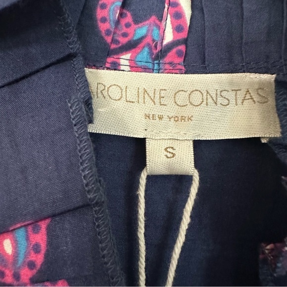 Caroline Constas Women’s Navy Blue Ruffle Sleeve Half Moon Print Dress Sz S NWT - Picture 6 of 12